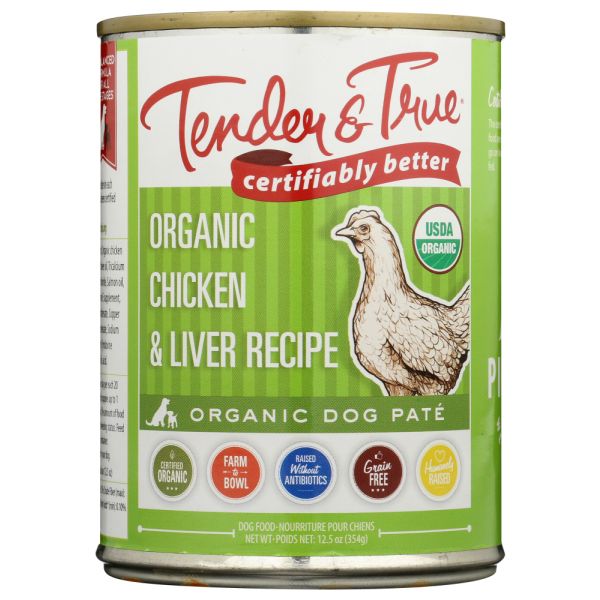 TENDER AND TRUE: Organic Chicken and Liver Canned Dog Food, 12.5 oz