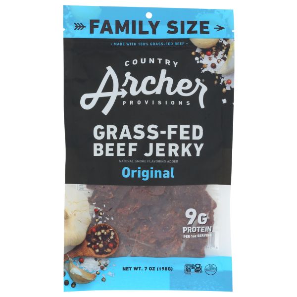 COUNTRY ARCHER: Original Grass Fed Beef Jerky, 7 oz