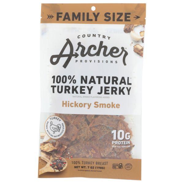 COUNTRY ARCHER: Hickory Smoke 100% Natural Turkey Jerky, 7 oz