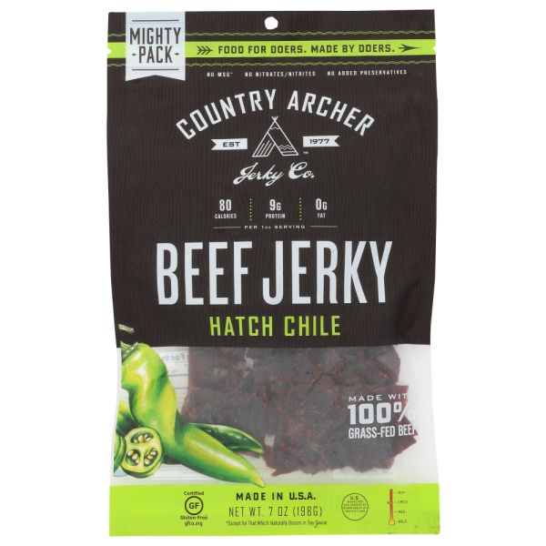 COUNTRY ARCHER: Jerky Beef Hatch Chile, 7 oz