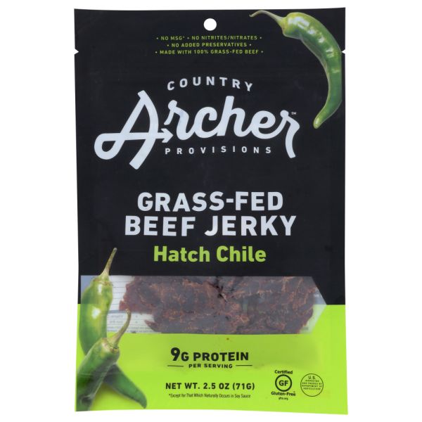 COUNTRY ARCHER: Jerky Beef Hatch Chile, 2.5 oz