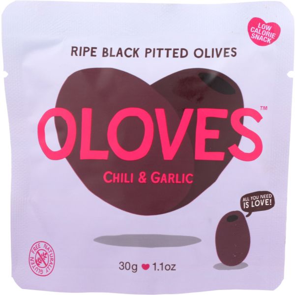 OLOVES: Olives Black Chili Garlic, 1.1 oz