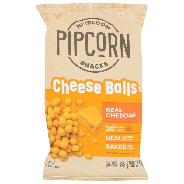 PIPCORN: Cheese Balls Cheddar, 4.5 oz