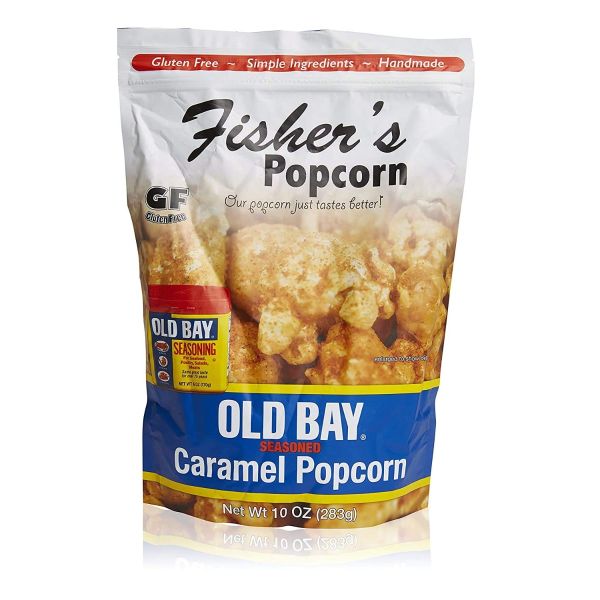 FISHER'S POPCORN: Old Bay Seasoned Caramel Popcorn, 10 oz