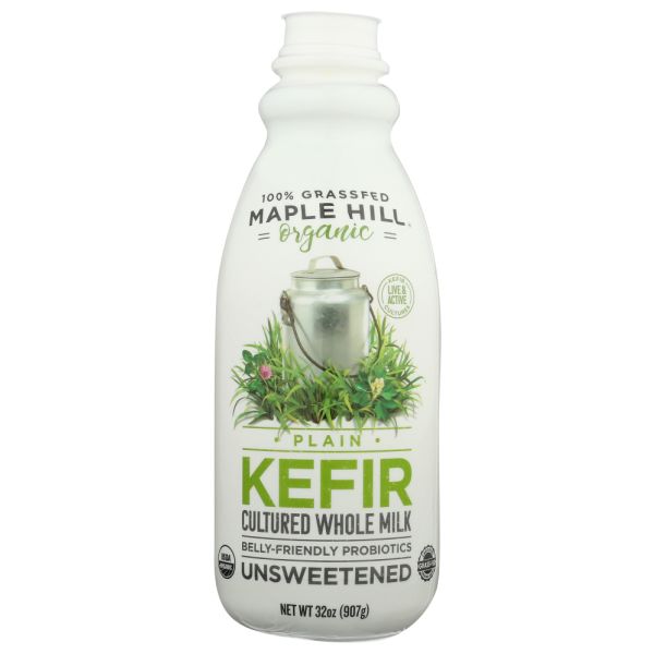 MAPLE HILL CREAMERY: Organic Plain Cultured Whole Milk Kefir, 32 oz