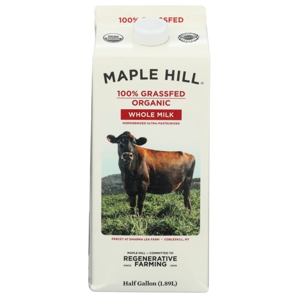 MAPLE HILL CREAMERY: 100% Grassfed Organic Maple Hill Whole Milk, 64 oz