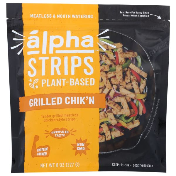 ALPHA FOODS: Grilled Chickn Strips, 8 oz