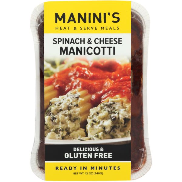 MANINIS GLUTEN FREE: Spinach and Cheese Manicotti, 12 oz