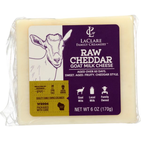 LACLARE FARMS: Cheese Raw Goat Cheddar, 6 oz