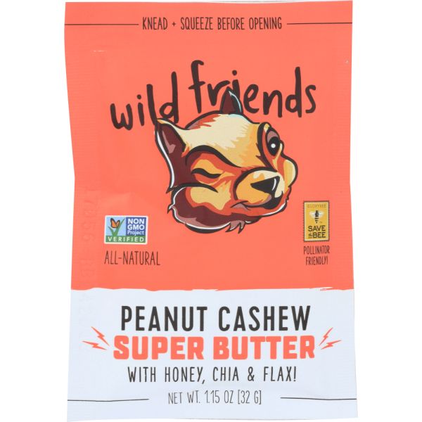 WILD FRIENDS: Peanut Cashew Super Butter Single Serve Packet, 1.15 oz