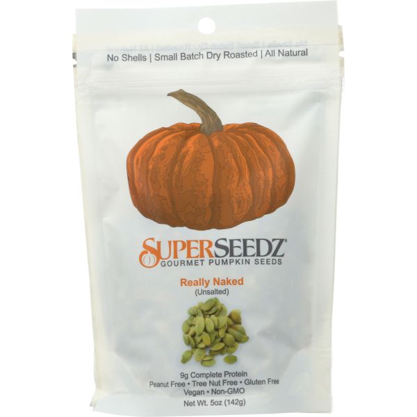 SUPER SEEDZ: Unsalted Gourmet Pumpkin Seeds, 5 oz