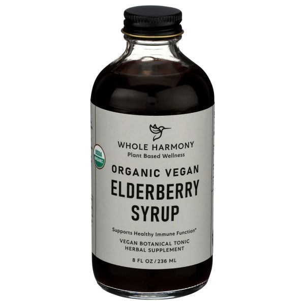 WHOLE HARMONY: Organic Vegan Elderberry Syrup, 8 fo