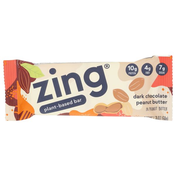 ZING BARS: Dark Chocolate Peanut Butter Nutrition Bar, 1.76 oz