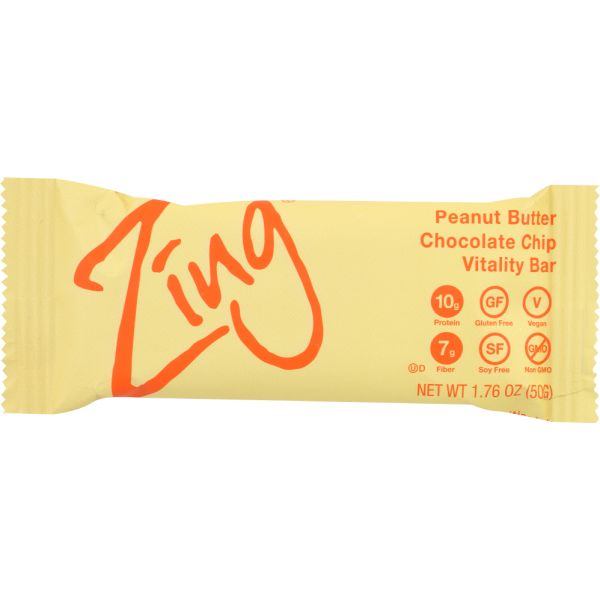 Zing Bars Peanut Butter Chocolate Chip Nutrition Bar, 1.76 Oz