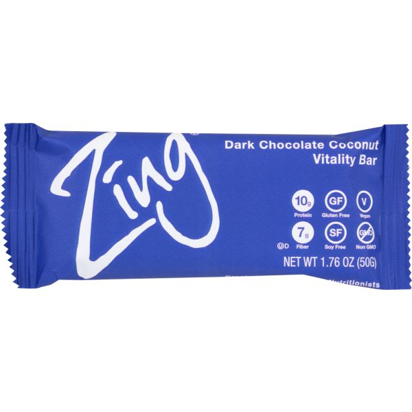 Zing Bars Dark Chocolate Coconut Nutrition Bar, 1.76 Oz