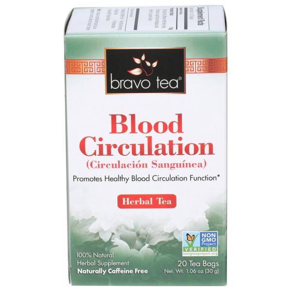BRAVO TEA: Blood Circulation Herbal Tea Caffeine Free, 20 bg