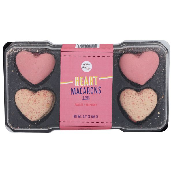 LE CHIC PATISSIER: Vanilla & Raspberry Heart Macarons, 3.17 oz