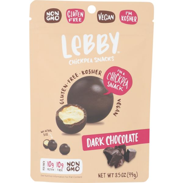 LEBBY SNACKS: Dry Roasted Chickpeas Dark Chocolate, 3.5 oz