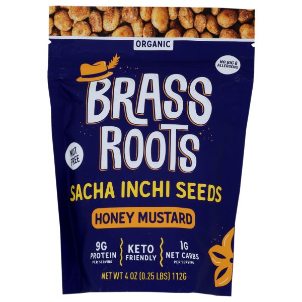 BRASS ROOTS: Sacha Inchi Seeds Honey Mustard, 4 oz