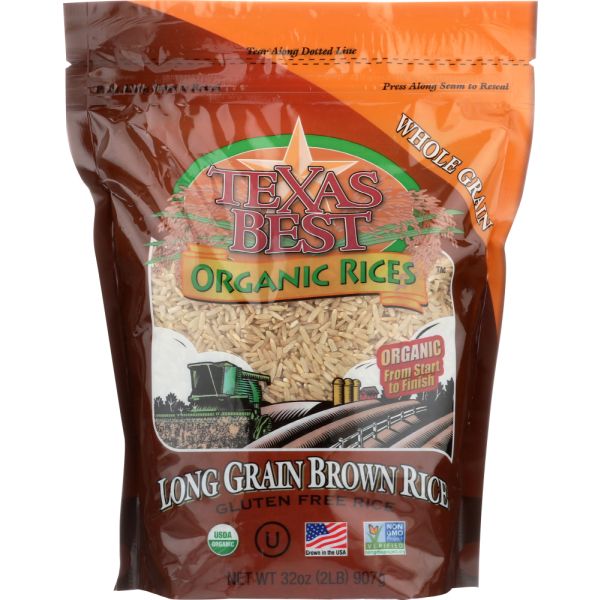 TEXAS BEST: Rice Brown Lngrain Org, 32 oz