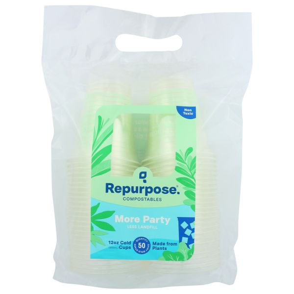 REPURPOSE: Compostable Clear 12 oz Cold Cups, 50ct
