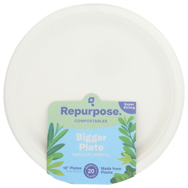 REPURPOSE: Compostable 10 Inches Plates, 20 pc