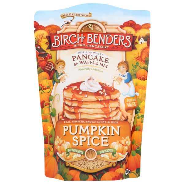 BIRCH BENDERS: Pumpkin Spice Pancake Waffle Mix, 16 oz