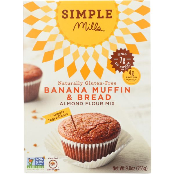 SIMPLE MILLS: Gluten Free Banana Muffin Almond Flour Mix, 9 oz