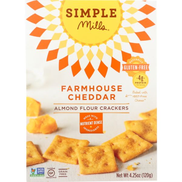 SIMPLE MILLS: Almond Flour Crackers Farmhouse Cheddar, 4.25 oz