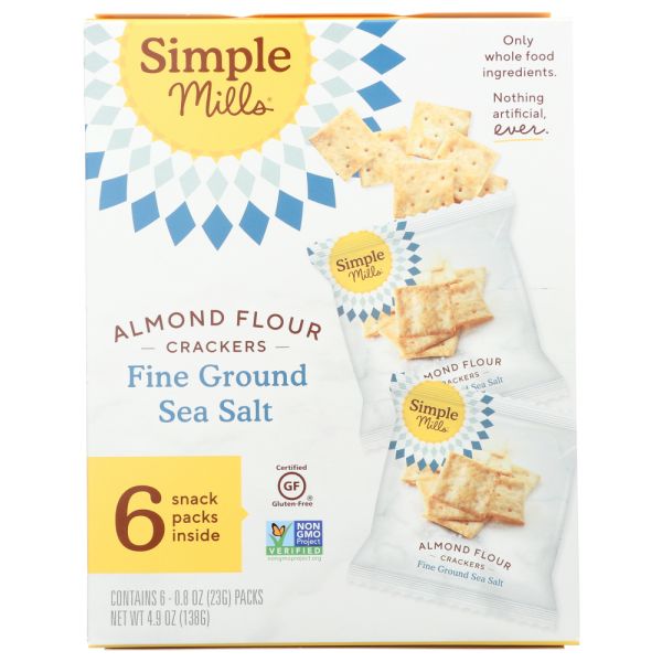 SIMPLE MILLS: Fine Ground Sea Salt Almond Flour Crackers, 4.8 oz