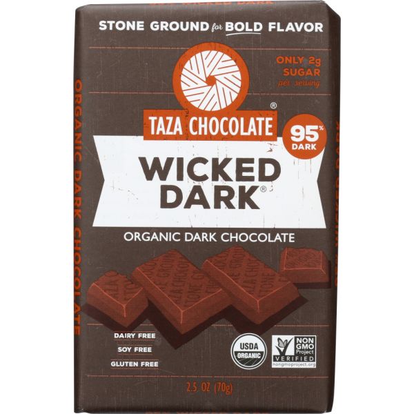 TAZA CHOCOLATE: 95% Wicked Dark Chocolate Bar, 2.5 oz