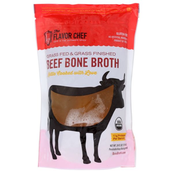 THE FLAVOR CHEF: Grass Fed Beef Bone Broth, 24 oz