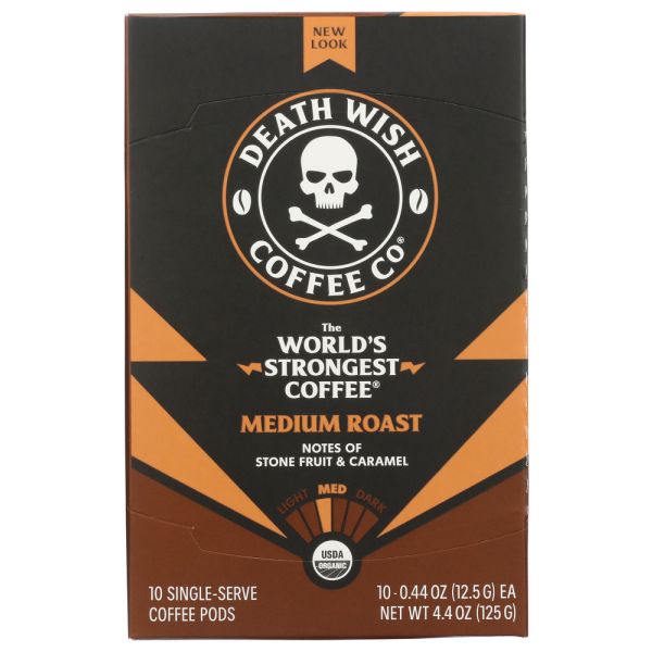 DEATH WISH COFFEE: Single Serve Medium Roast Coffee, 10 cp