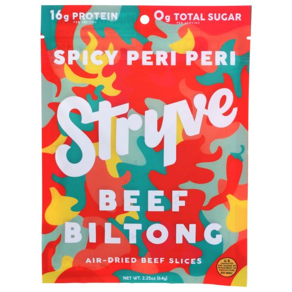 STRYVE PROTEIN SNACKS: Sliced Biltong Spicy Peri Peri, 2.25 oz