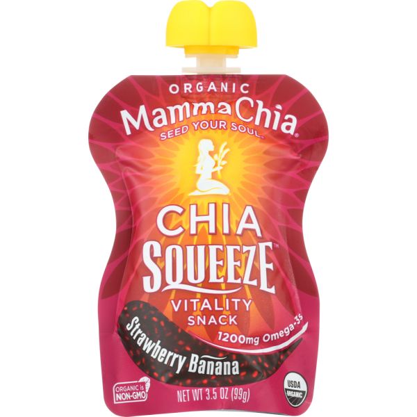 MAMMA CHIA: Organic Chia Squeeze Vitality Snack Strawberry Banana, 3.5 oz
