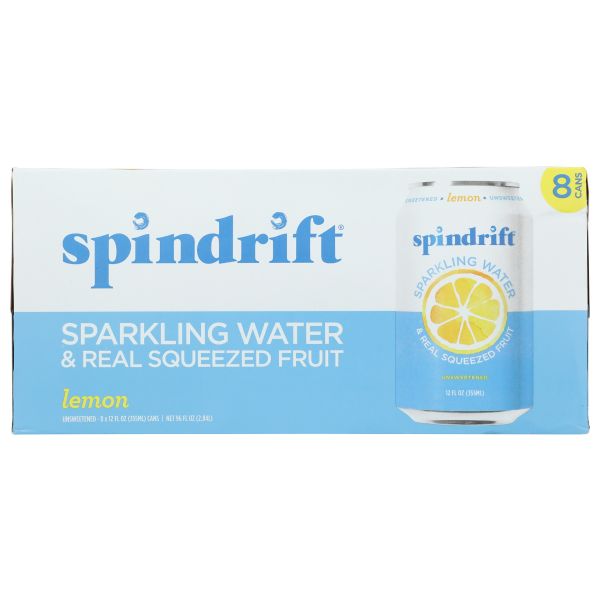 SPINDRIFT: Lemon Sparkling Water 8 Pack, 96 fo