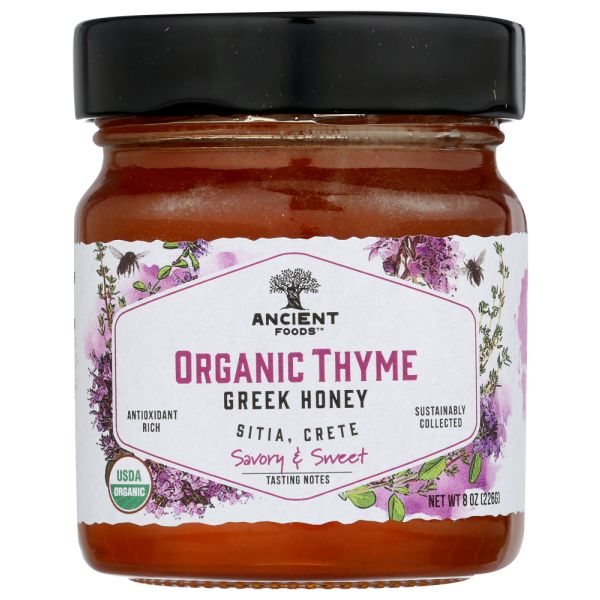 ANCIENT FOODS: Honey Greek Thyme Crt Org, 8 oz