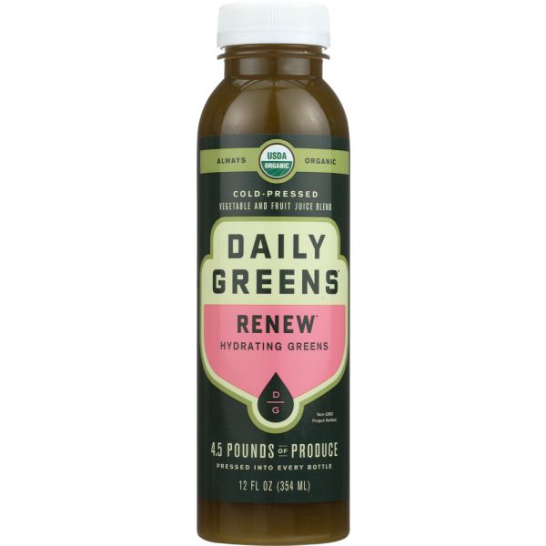 DRINK DAILY GREENS: Renew Hydrating Greens Cold Pressed Juice, 12 oz