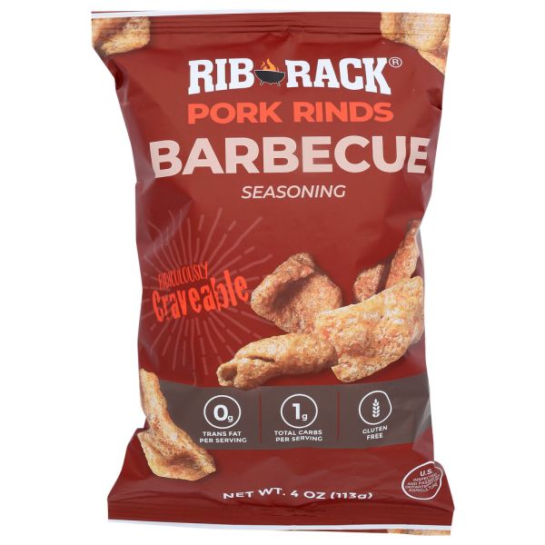 RIB RACK: Barbecue Pork Rinds, 4 oz