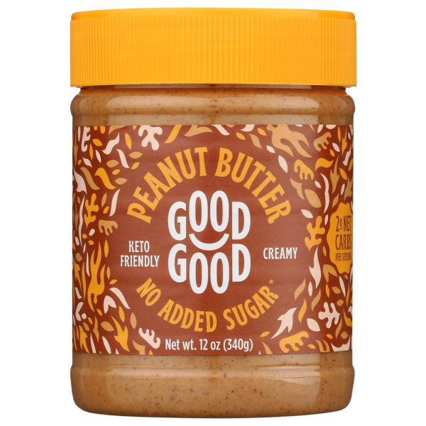 GOOD GOOD: Creamy Peanut Butter No Sugar Added, 12 oz
