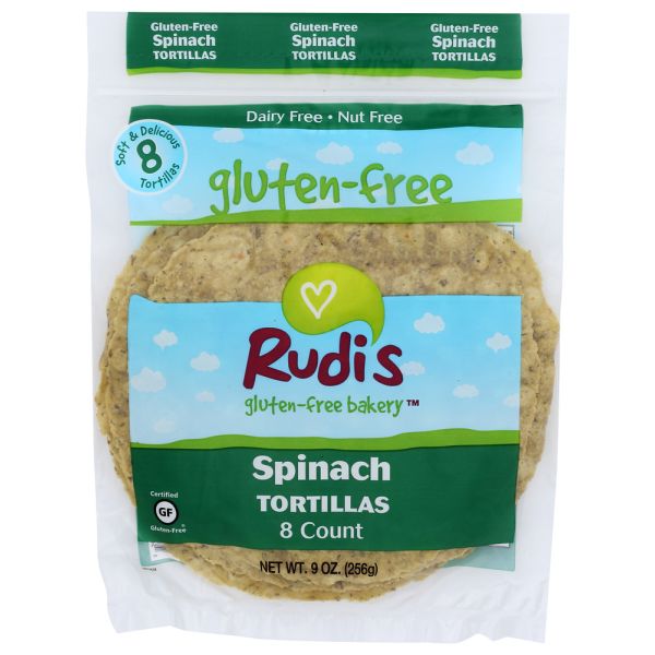 RUDI'S: Gluten Free Spinach Tortillas, 9 oz