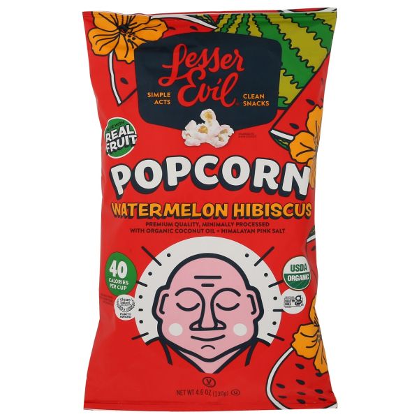 LESSER EVIL: Popcorn Rte Watermelon, 5 oz