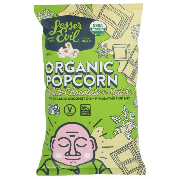 LESSER EVIL: Organic Popcorn White Chocolate Matcha, 4.6 oz
