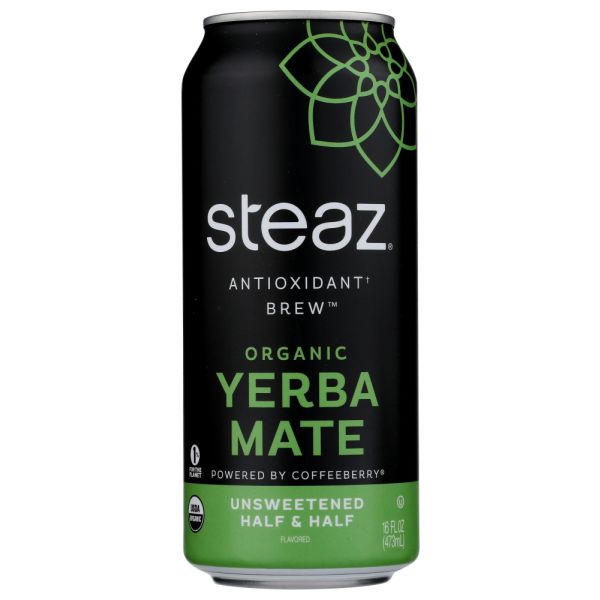 STEAZ: Organic Unsweetened Half & Half Yerba Mate, 16 oz