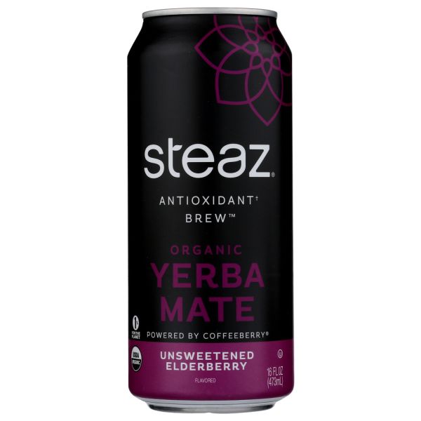 STEAZ: Unsweetened Elderberry Yerba Mate, 16 oz