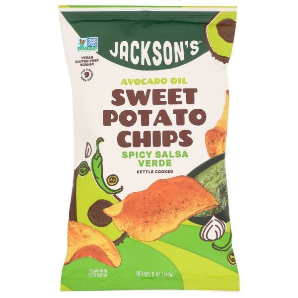 JACKSONS CHIPS: Spicy Tomatillo Sweet Potato Chips with Avocado Oil, 5 oz