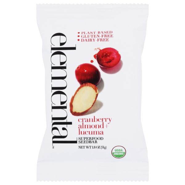 ELEMENTAL: Cranberry Almond Lucuma Seedbar, 1.8 oz