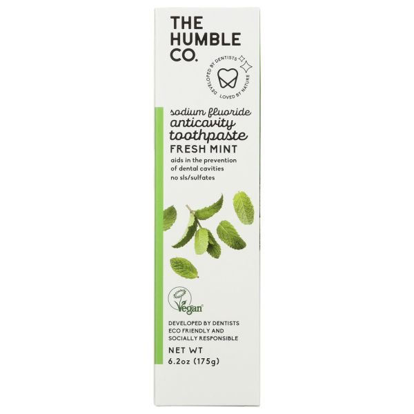 THE HUMBLE CO: Fresh Mint Sodium Fluoride Anticavity Toothpaste, 6.2 oz