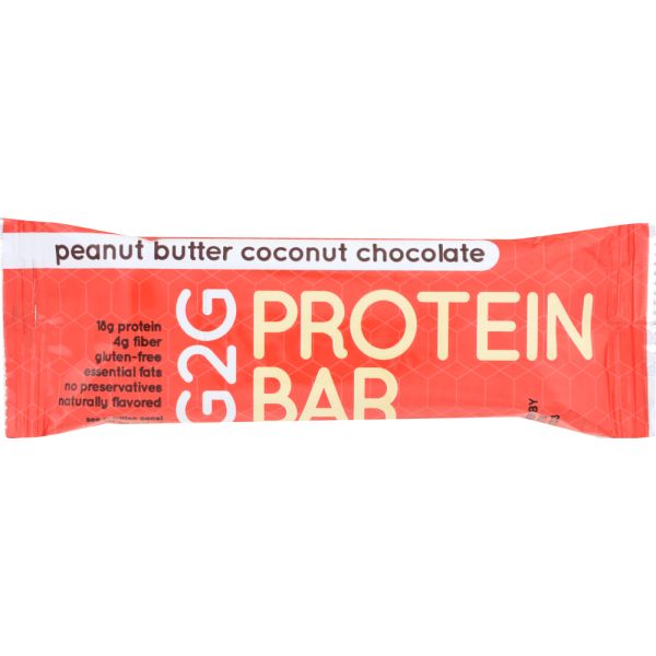 G2G PROTEIN BAR: Peanut Butter Coconut Chocolate Protein Bar, 2.47 oz