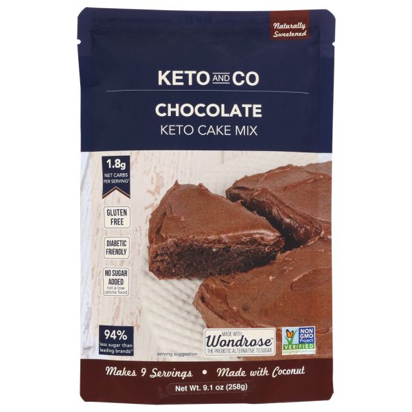 KETO & CO: Chocolate Keto Cake Mix, 9.1 oz